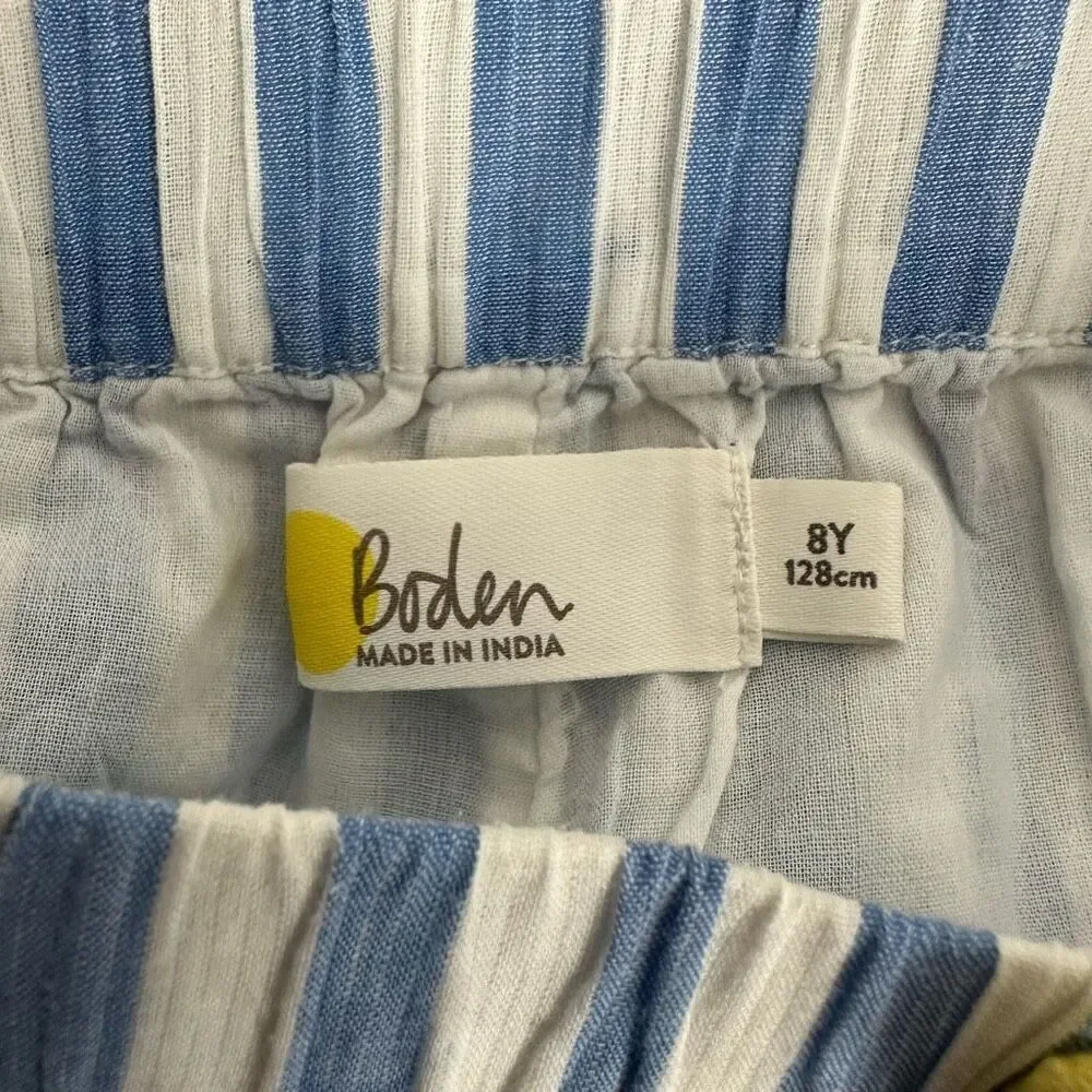 Mini Boden White Blue StripeShorts size 8 Year